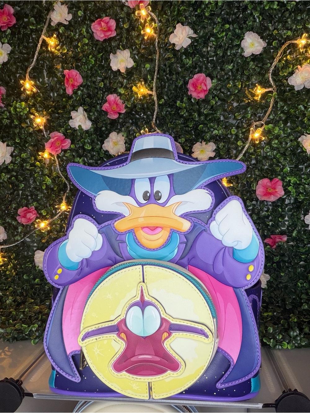 Loungefly Purple Donald Duck Darkwing Duck Backpack with Yellow Accent